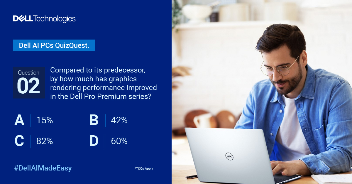 Dell Technologies India (@dell_in) on Twitter photo #ContestAlert
Think you know how much faster the new Dell Pro Premium is in graphics performance?
Answer this #QuizQuest for a chance to win big!
Follow <a href="/Dell_IN/">Dell Technologies India</a>, tag us & use #DellAIMadeEasy #DellAIPCs to enter.
*T&Cs Apply
#ContestIndia #Contest #Hyderabad #DellPro #DellProMax #ContestAlert
Think you know how much faster the new Dell Pro Premium is in graphics performance?
Answer this #QuizQuest for a chance to win big!
Follow <a href="/Dell_IN/">Dell Technologies India</a>, tag us & use #DellAIMadeEasy #DellAIPCs to enter.
*T&Cs Apply
#ContestIndia #Contest #Hyderabad #DellPro #DellProMax