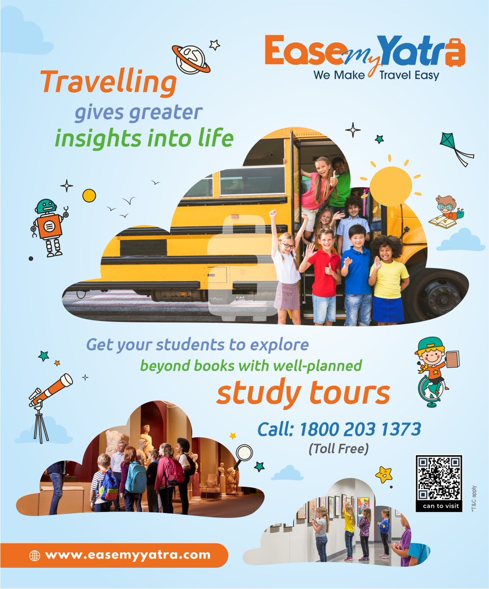 Easemyyatra's tweet image. School&apos;s cool. But learning in the wild? Cooler. 🚌🧠
Swap blackboards for boardwalks and maps for real mountains.
✏️ Study tours = field trips that level up your brain and your Insta game.
#EaseMyYatra #StudyWithStyle #BrainyAndBooked
#SmartTripsOnly #FieldTripGlowUp