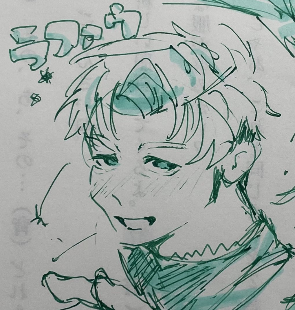 rayu_075's tweet photo. 授業中に好きな三人描いただけ https://t.co/AwX101eIDX