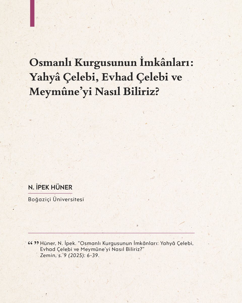 N. İpek Hüner, Evhad Çelebi ve Yahyâ Çelebi hikâyeleri odağında, bir hikâyenin farklı versiyon ve çevirilerine dayanarak hikâyedeki ana karakterlerin her bir versiyon/çeviride nasıl değişip dönüştüğünü ele alıyor.

📖 zemindergi.com/index.php/pub/…