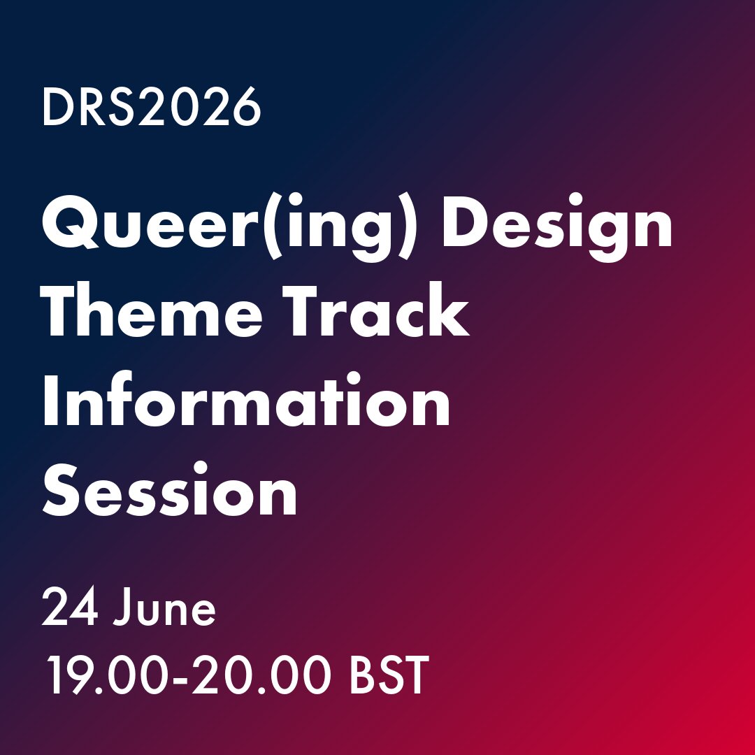 thisisDRS's tweet image. Please join us for an open info session tomorrow, 24 June, 19.00-20.00 BST, about how to get involved in a Queer(ing) Design theme track for DRS2026:
eventbrite.co.uk/e/theme-track-…
