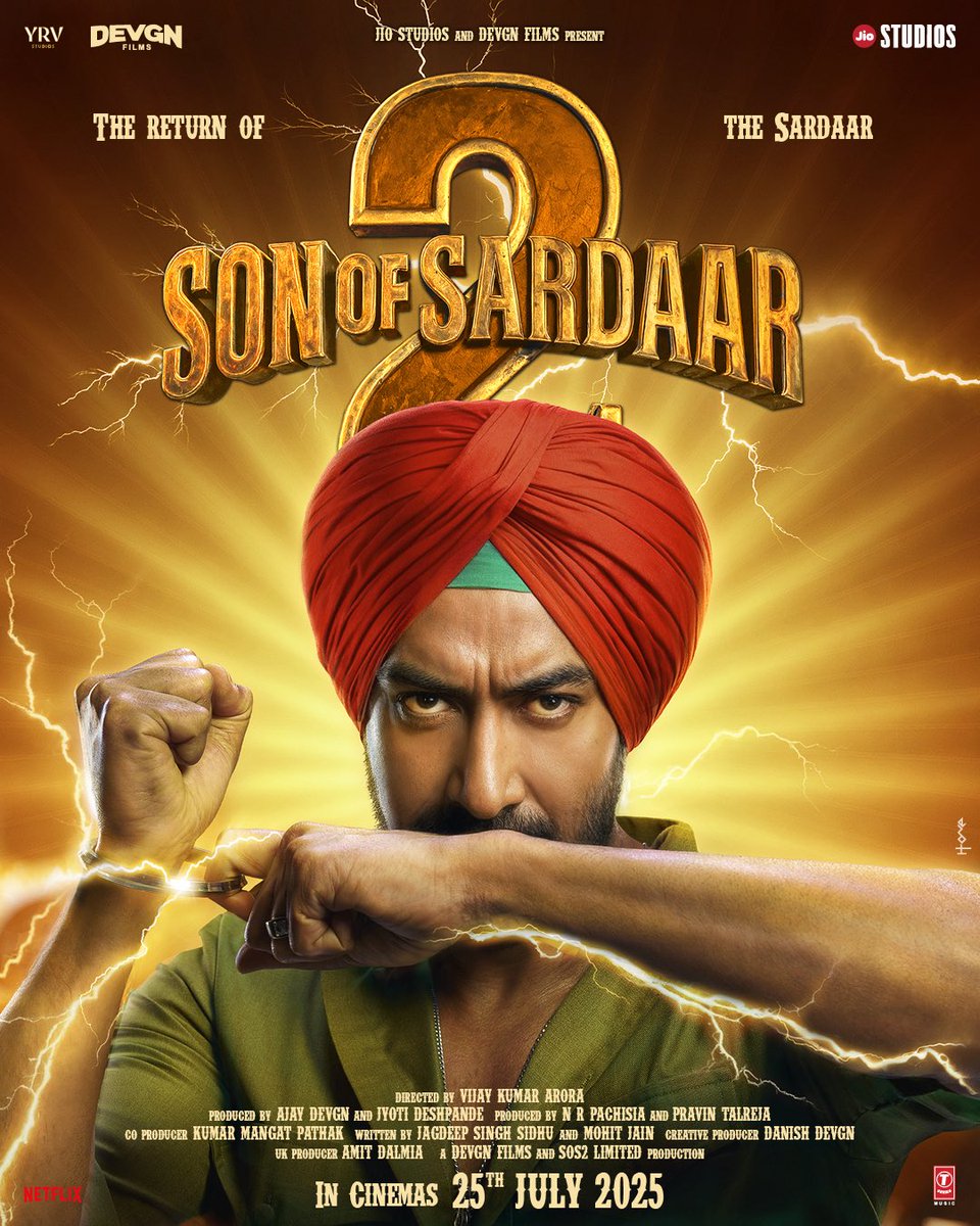 SumitkadeI's tweet image. #JioStudios and #DevgnFilms present the Motion Poster of #SonOfSardaar2, featuring Superstar #AjayDevgn.

The much-awaited teaser drops soon!

This grand-scale comic entertainer is all set to release in cinemas on July 25.

#SardaarIsBack @jiostudios @ADFFilms 
#jyotideshpande
