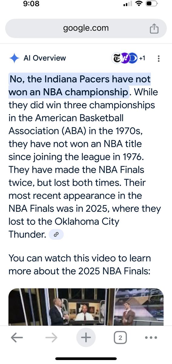 AhmedFaizUSA's tweet image. Almost 11 minutes to go till the end of 4th quarter. Google Ai says Pacers have lost to Thunders in NBA finals.
#NBAFinals
#Pacers