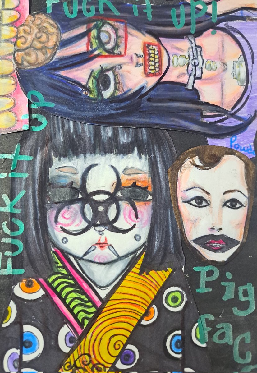 Día libre; muñeca japonesa,  niña zombie, shaye Saint John y una frase d una rola d pigface