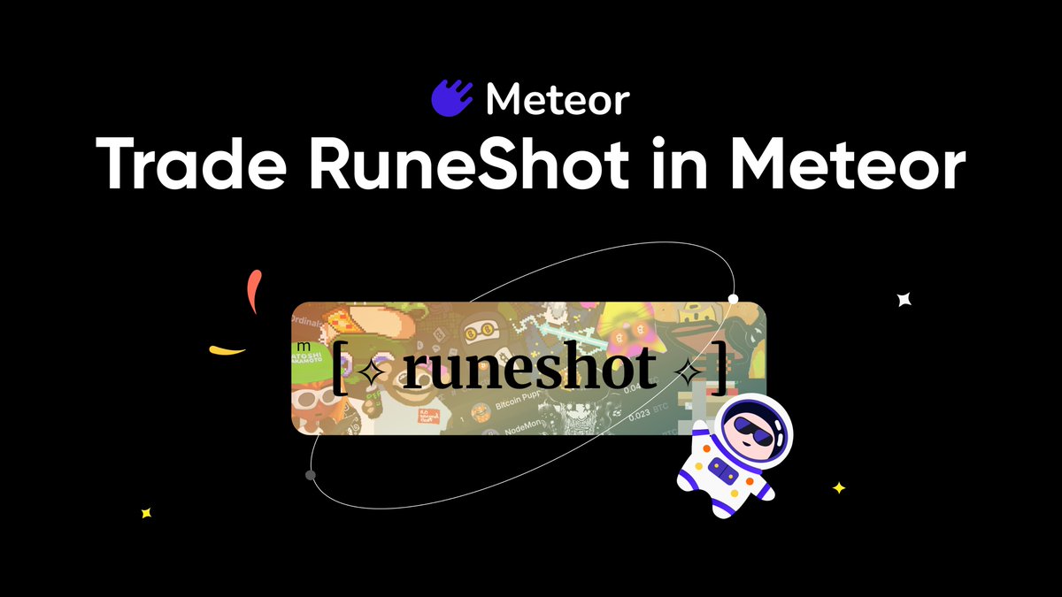 Meteor Wallet (@meteorwallet) on Twitter photo New $RUNE token just dropped?☄️
We got you covered!
The latest RUNES meme launchpad — RuneShot 🔫 by <a href="/minelabs_/">RuneMine | Mine Labs</a> — is now accessible directly in the Meteor Wallet App under Explore🔍.
🚫 No wallet connection needed.
Your RuneShot wallet is automatically linked to your Meteor New $RUNE token just dropped?☄️
We got you covered!
The latest RUNES meme launchpad — RuneShot 🔫 by <a href="/minelabs_/">RuneMine | Mine Labs</a> — is now accessible directly in the Meteor Wallet App under Explore🔍.
🚫 No wallet connection needed.
Your RuneShot wallet is automatically linked to your Meteor