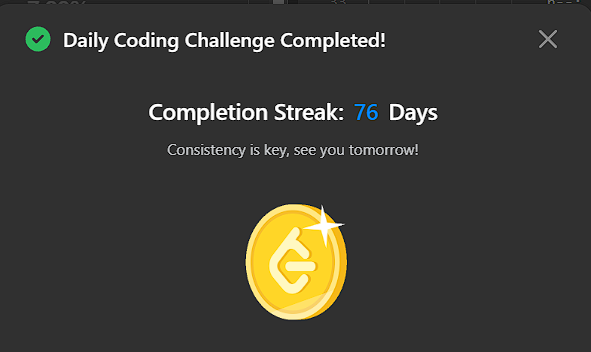 TensorThrottleX's tweet image. Day 76/90:
Solved POTD Problem Name:
Sum of k-Mirror Numbers.
#LeetCode #leetcodedaily #Leetstreak2025 #DSA #Codenewbies #90daysofcode #90dayscodechallenge #codinglife #Programming