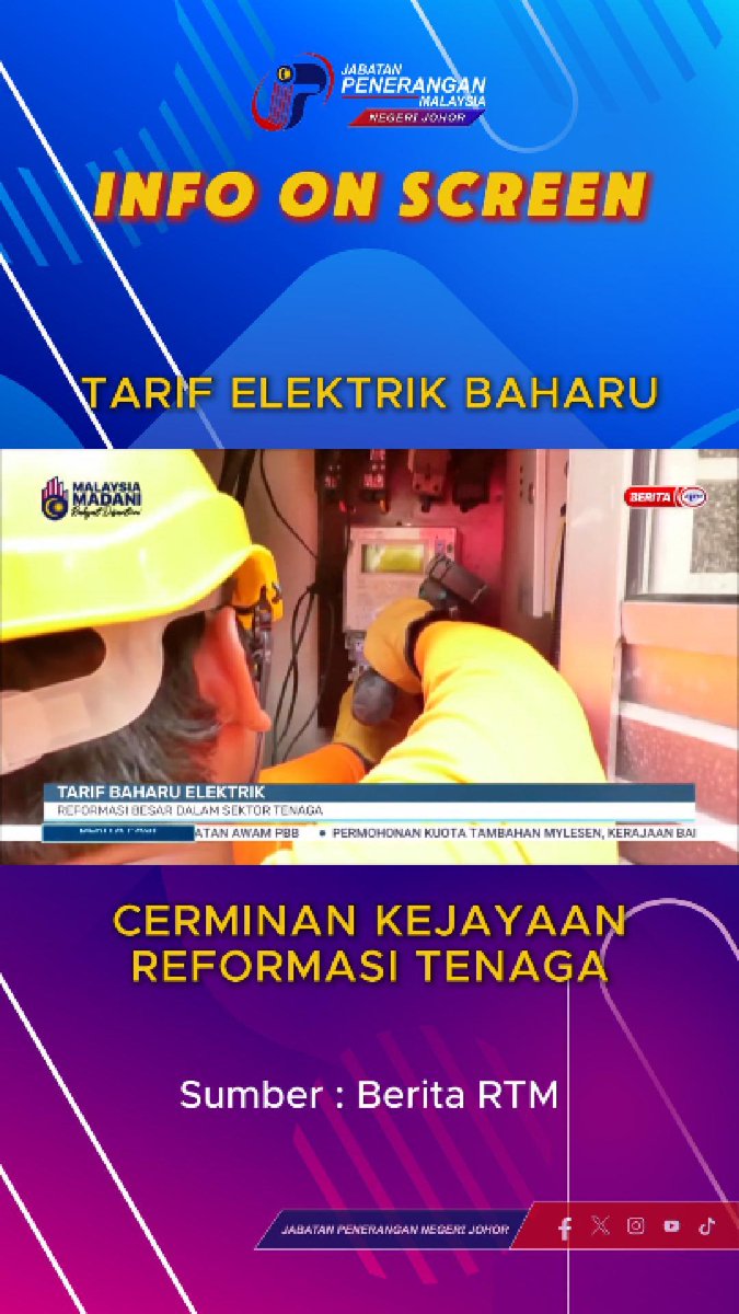 japenjohor's tweet photo. #InfoOnScreen | Tarif elektrik baharu cerminan kejayaan reformasi tenaga - @fahmi_fadzil
https://t.co/AeHS0iiNNh via @YouTube
@JPenerangan
#TarifElektrik #MalaysiaMADANI #TaatSetia #JabatanPenerangan #MajuJohor #RakyatMestiTahu https://t.co/gK1F5GWQNr