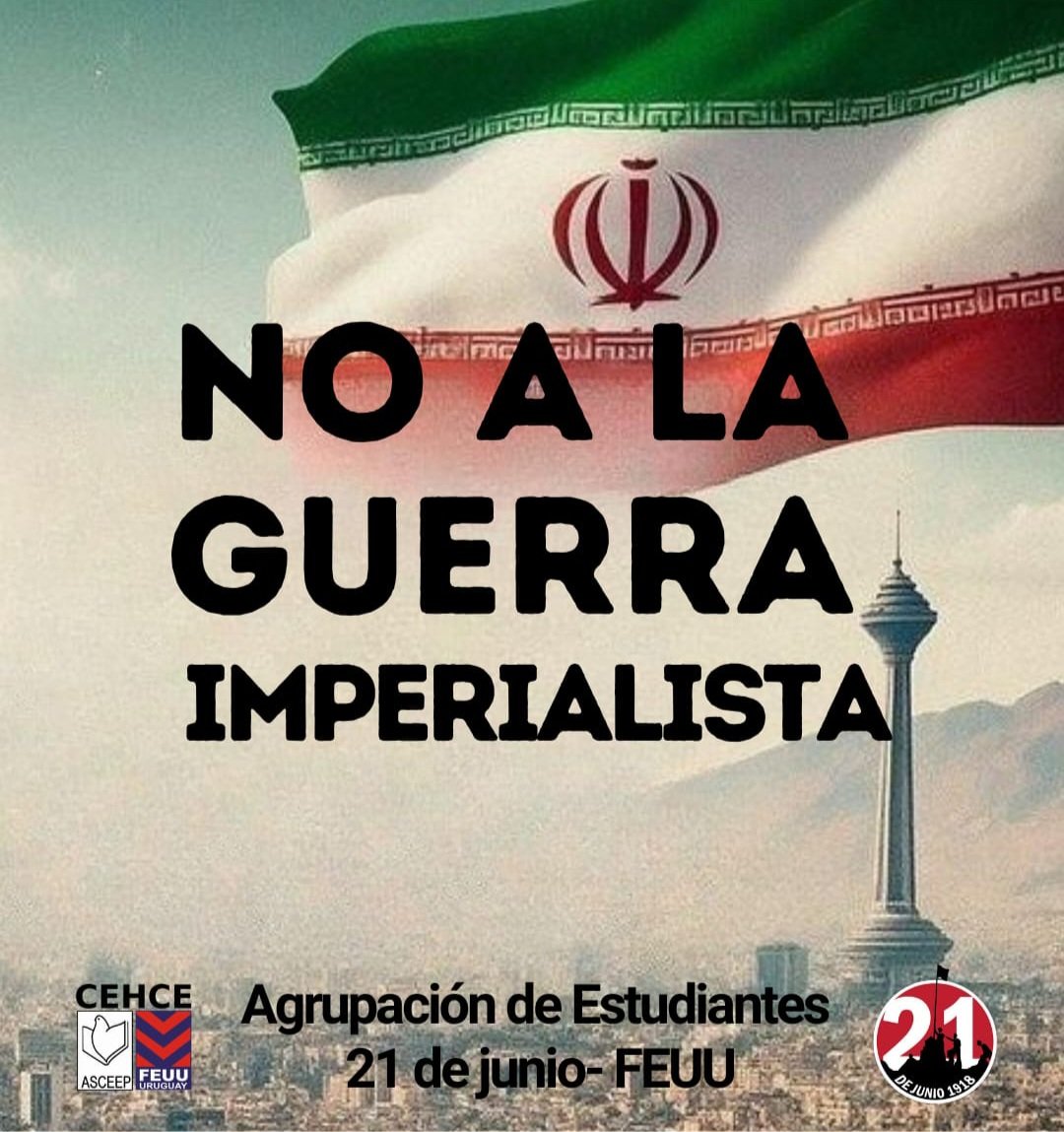 21dejunioFeuu's tweet photo. Repudiamos los bombardeos que Estados Unidos ha lanzado contra la República Islámica de Irán. La humanidad se encuentra en la tercera guerra mundial, llevada a ello por la ambición imperialista... leer completo https://t.co/cWMzpYX9uQ https://t.co/v1BnHCrJdG