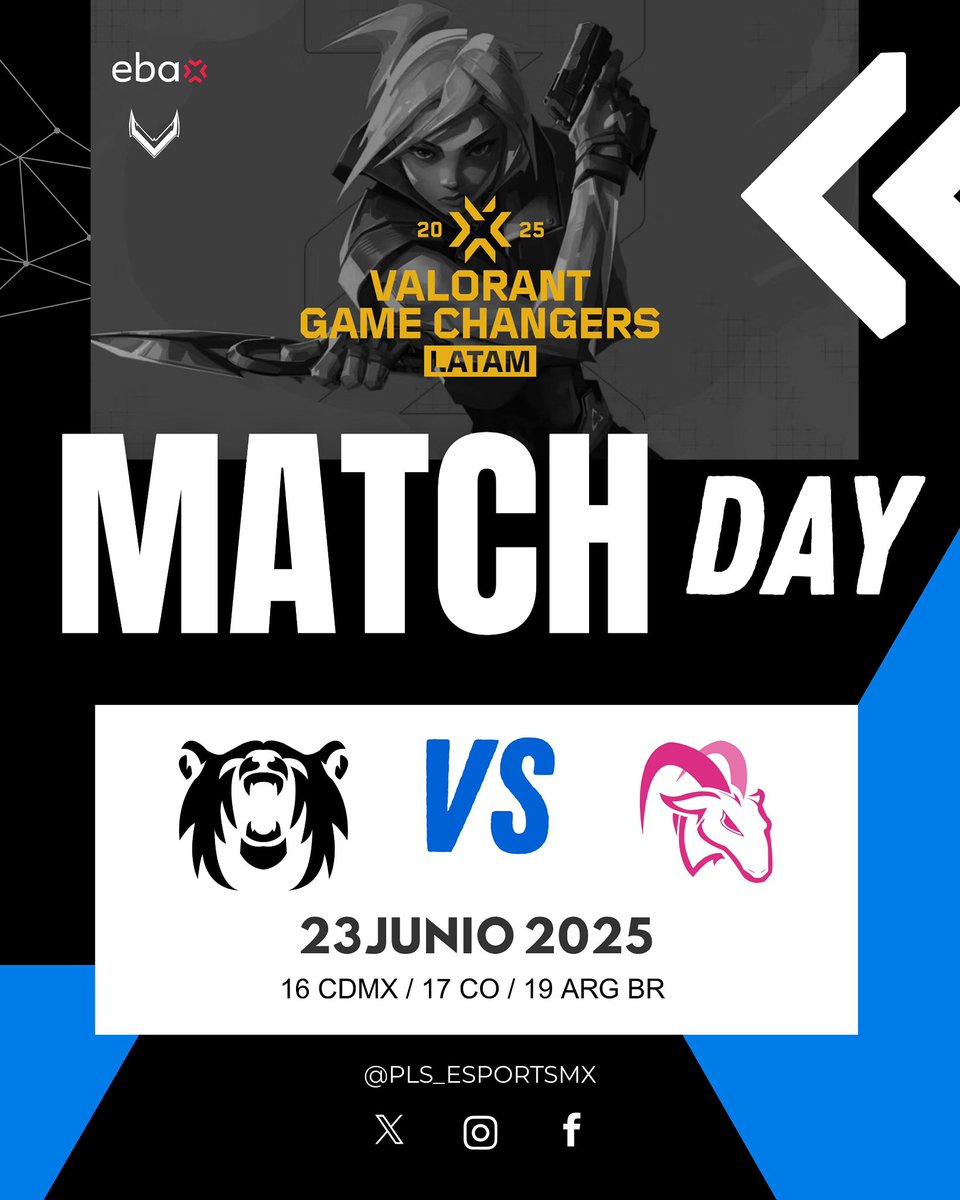 ❄️🐻‍❄️Estamos rugiendo con fuerza en nuestro tercer match en #VCTGameChangers LATAM ❄️🐻‍❄️
💢⚔️ Donde nos enfrentamos ferozmente contra la escuadra de #LasCabrasGC ⚔️💢
❄️El día 23 de Junio tiembla la Arena ❄️

Twitch.tv/valorant_LA

<a href="/ebagamingmx/">EBA</a> &amp; <a href="/teegamingorg/">Tee Gaming</a> 
#GameChangersLATAM