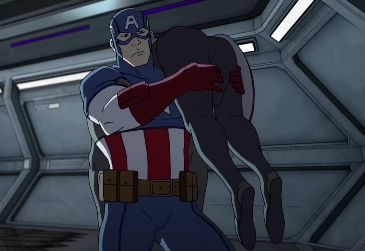 Mrs_StarkKenobi's tweet photo. You’d think he’d get Thor or Hulk to carry Tony, but nooo, Steve. Carry Tony like a sack of potatoes why don’t you. https://t.co/44mvNJn9i6