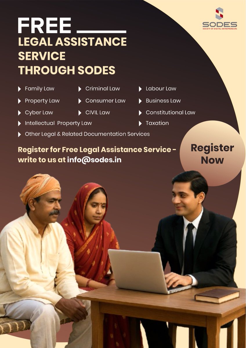 SODES Facilitating Free Legal Assistance Services to those in need !
SODES believes that everyone deserves access to legal help — especially individuals from weaker sections and marginalized communities.
#LegalAssistance #SODES