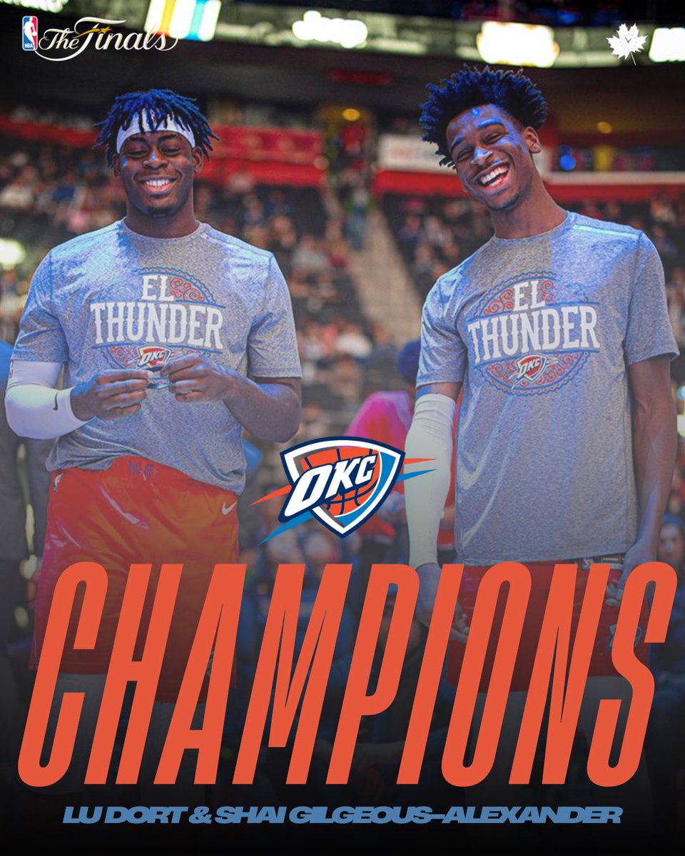 🇨🇦🏆 CANADA STAND UP!

Luguentz Dort &amp; Shai Gilgeous-Alexander are <a href="/NBA/">NBA</a> CHAMPIONS.
Two Canadian dogs leading <a href="/okcthunder/">OKC THUNDER</a> to the top of the mountain.

History made. Legacy cemented.

<a href="/TMMRecruiting/">The Maple Minute</a>