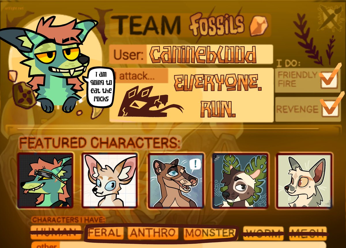CANlNEBLOOD's tweet image. GO TEAM FOSSILS!! 🦴🐚🦕🦖
🔗 to my page in thread