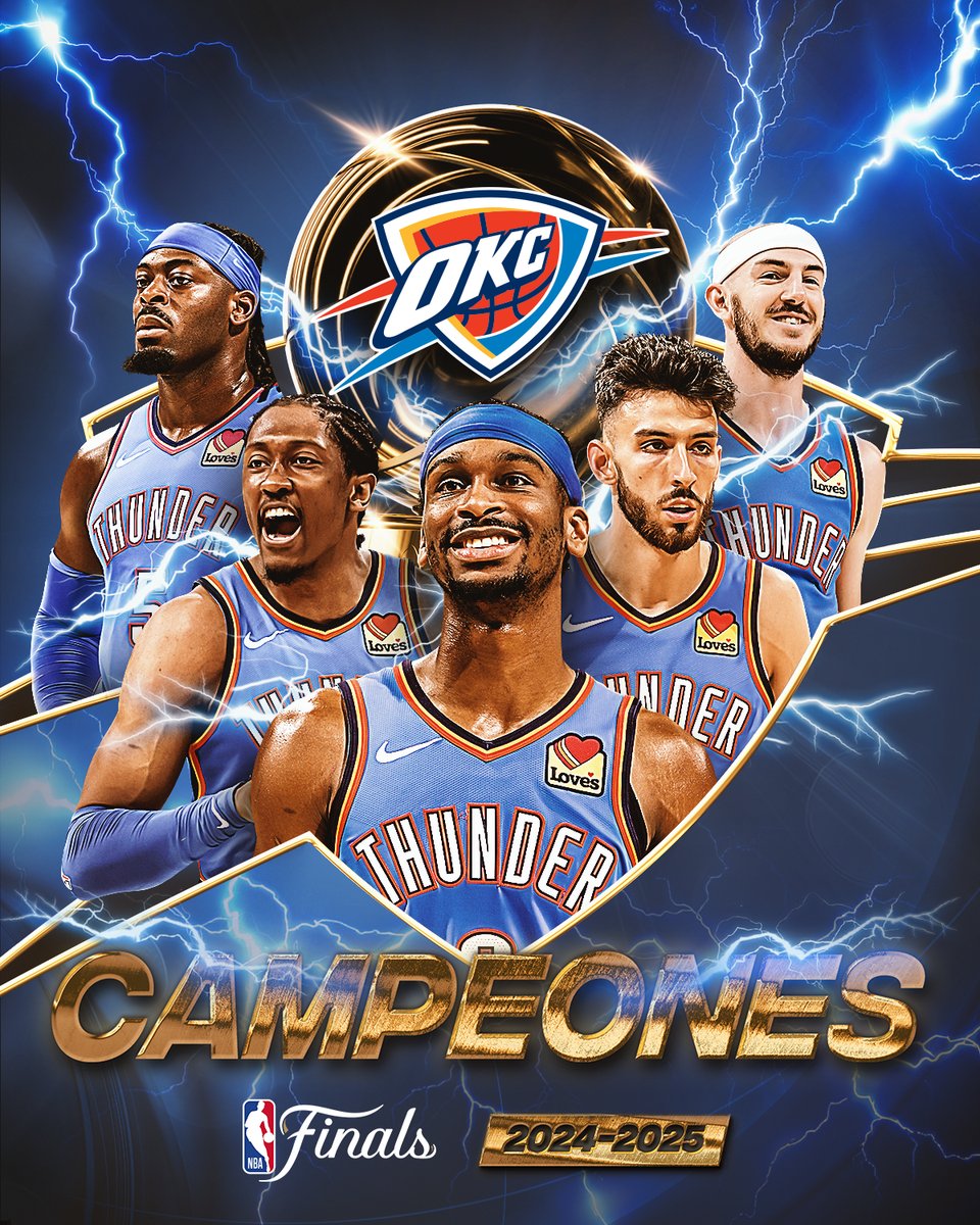 NBAMEX's tweet photo. ¡HISTORIA! 🏆 El Thunder es CAMPEÓN por primera vez en la era OKC. 👏 https://t.co/o4bzA2APwQ