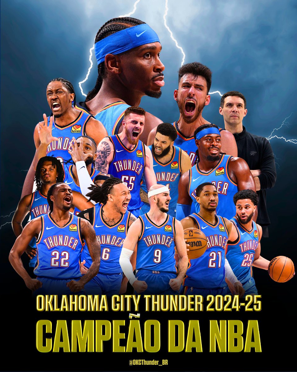 A ESPERA E O SOFRIMENTO ACABARAM!

O OKLAHOMA CITY THUNDER É CAMPEÃO DA NBA!!!!!!!!!!!!!!!!!!!!⚡️🏆💙