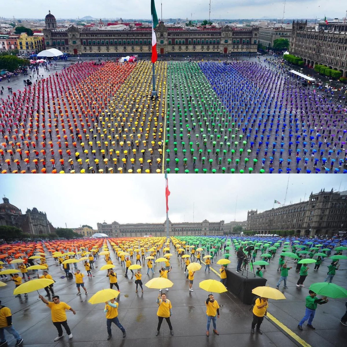 Así se vio la mega bandera LGBTTTIQA+ en la plancha del Zócalo de la Ciudad de México.