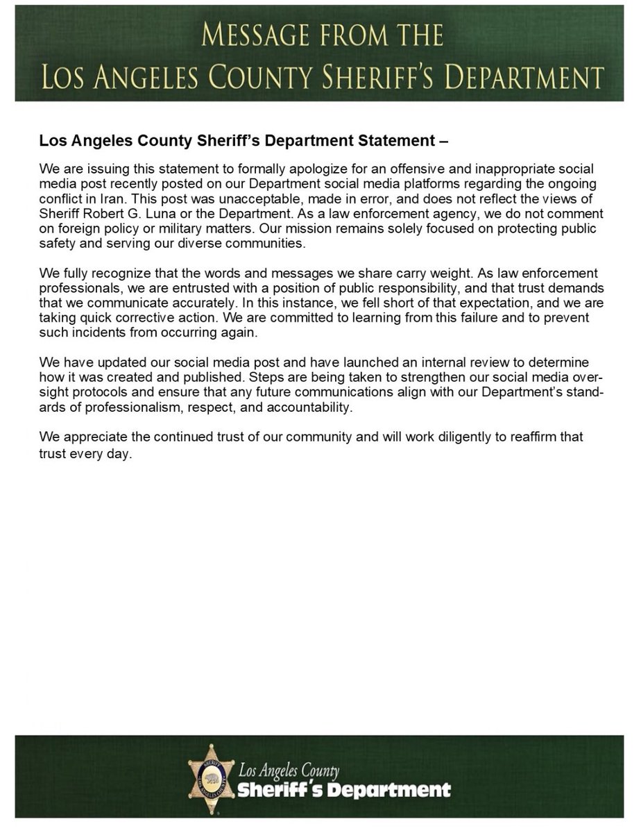 LA County Sheriffs tweet media