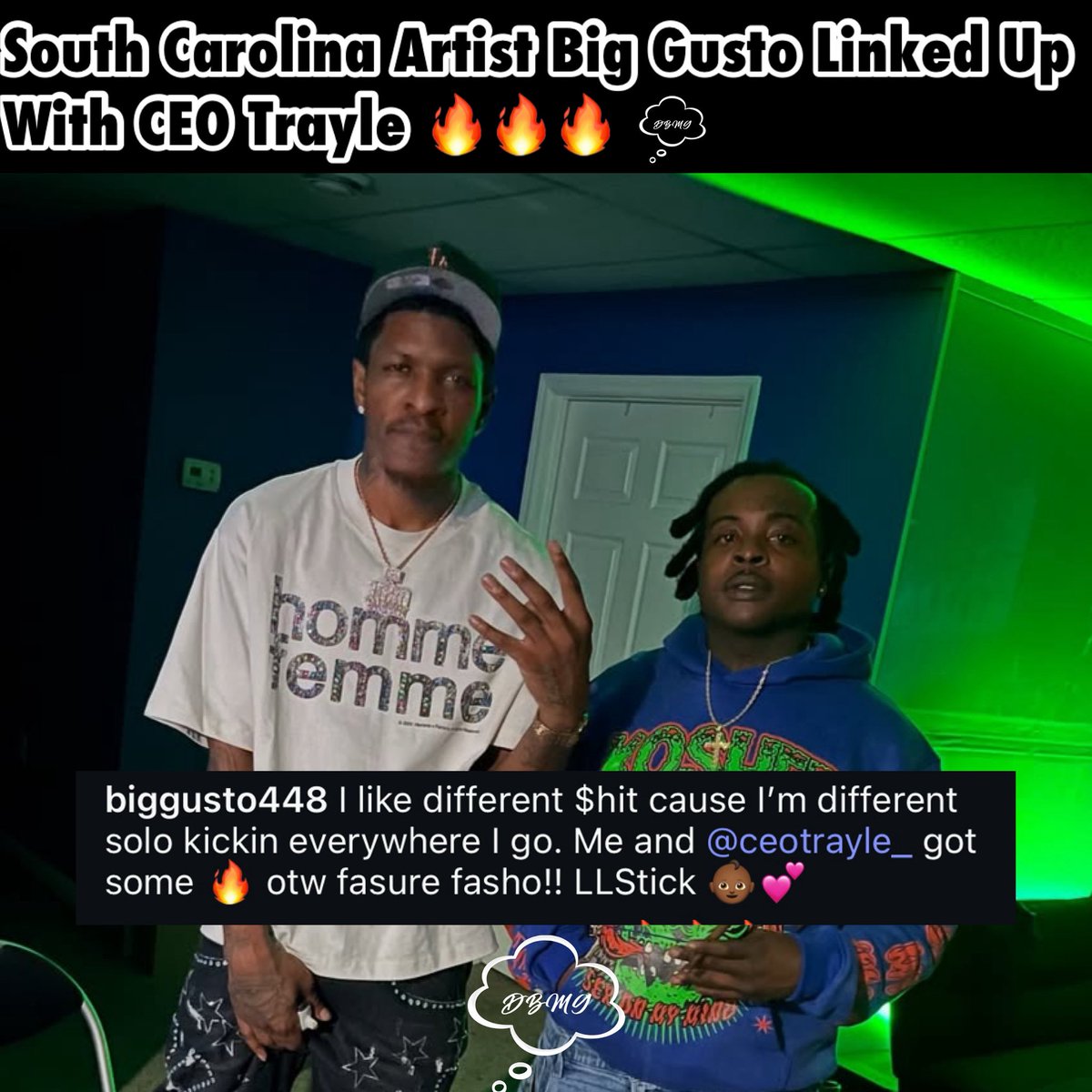 #biggusto working, he recently linked up with #ceotrayle and says that they got something in the works 🔥🔥🔥 #media #dreambigmediagroup #southcarolina #unionsouthcarolina #rap #hiphop #trending ( #BigGusto <a href="/ceotrayle_/">C4C4C4</a> )