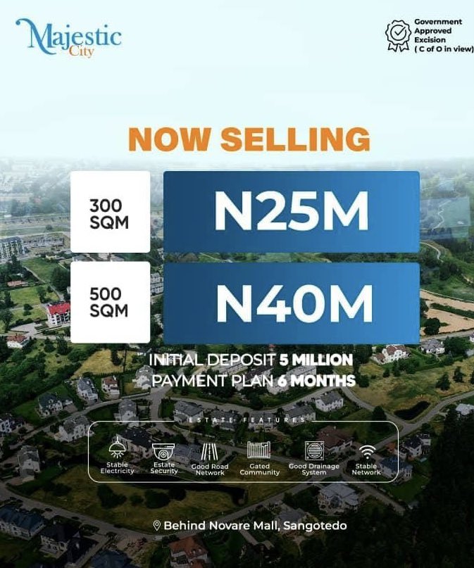 Francessmarty's tweet photo. Majestic City –Sangotedo
Secure a prime plot behind ShopRite, Monastery Rd 🏡

📍 300sqm – ₦25M
📍 500sqm – ₦40M
📝 Title: Govt. Excision (C of O loading)
🛣️ Deposit: ₦5M
📞 08157416070
#realtorsmarty #MondayMotivation Pacers Iran Blaq Hali Odumodu Jerimiah Nembhard Shai Chet https://t.co/myhp2lDBxQ