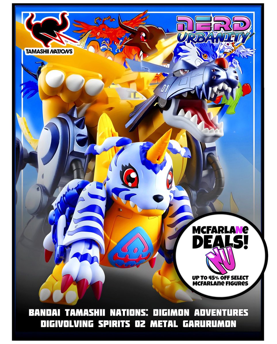 Nerdy_U's tweet image. NerdUrbanity.Com
DIGIVOLVE TO..! Rare Collectable Digivolving Spirits Figures Are In Stock Now! 

 #Bandai #Angemon #tamashiinations #digimonevolution  #actionfigure #actionfigüre #toys #anime #animefigure #toycollector #garurumon #digimon