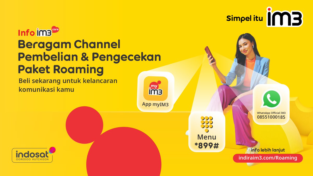 CareIM3's tweet photo. Masuk musim libur sekolah dan long weekend sebentar lagi? 💛 

Saatnya kulineran seru di Thailand atau shopping puas di Singapura. Biar tetap terhubung, aktifkan dulu paket internet roaming dari IM3 ✈️

🔗 https://t.co/ojoV4yy8Ju https://t.co/W7RZBhBZkm