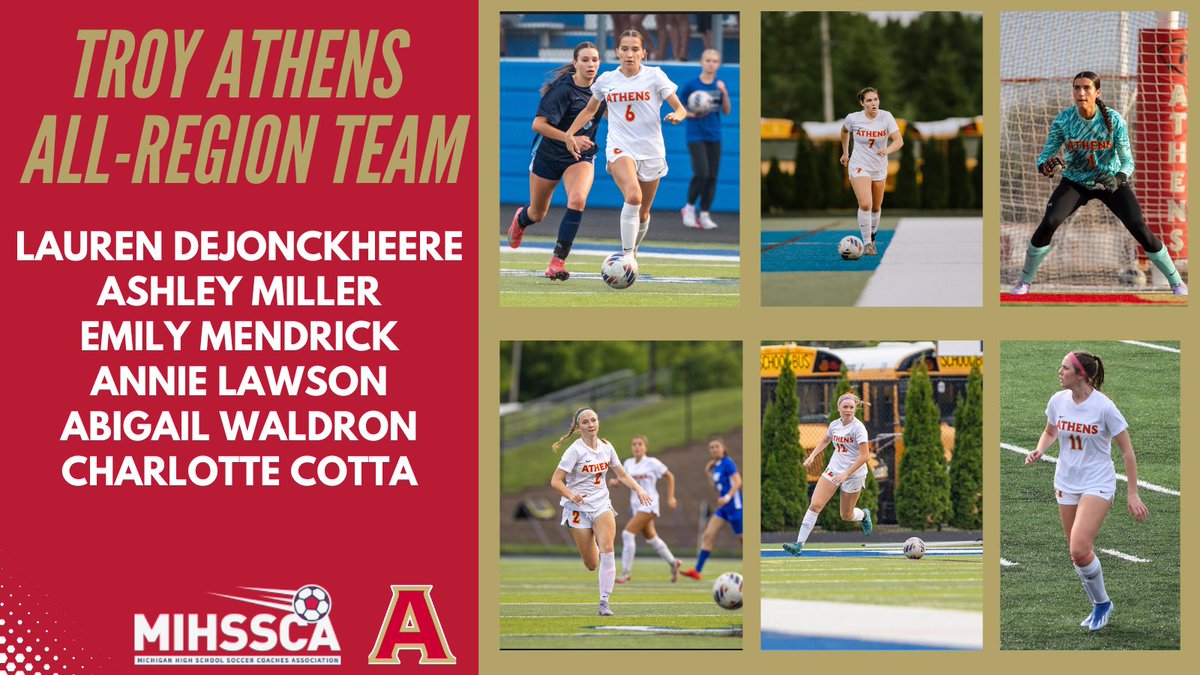 Troy Athens All-Region Team
⚽️Lauren DeJonckheere 
⚽️Ashley Miller
⚽️Emily Mendrick
⚽️Annie Lawson
⚽️Abby Waldron
⚽️Charlotte Cotta

#GoHawks