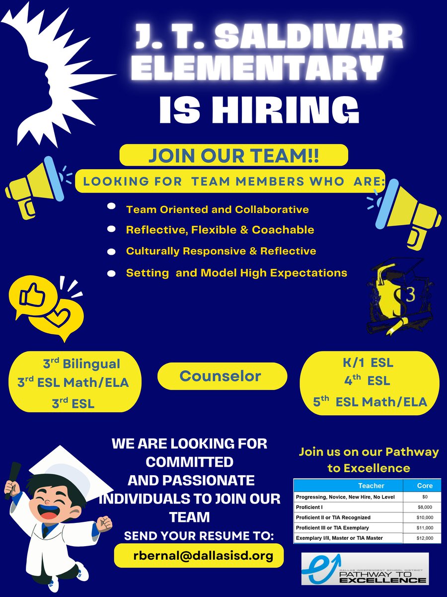 Rocio Bernal (@principalbernal) on Twitter photo We are in search of dedicated educators to join our team this 2025-2026 school year. If you are looking for a gem of a campus, look no further! Email resume or join us at the next job fair on Tuesday at Thomas Jefferson HS from 4-6 p.m. <a href="/SoniaLoskot/">Sonia Loskot</a> <a href="/JulianTSaldivar/">Julian T. Saldivar Elementary School</a> We are in search of dedicated educators to join our team this 2025-2026 school year. If you are looking for a gem of a campus, look no further! Email resume or join us at the next job fair on Tuesday at Thomas Jefferson HS from 4-6 p.m. <a href="/SoniaLoskot/">Sonia Loskot</a> <a href="/JulianTSaldivar/">Julian T. Saldivar Elementary School</a>