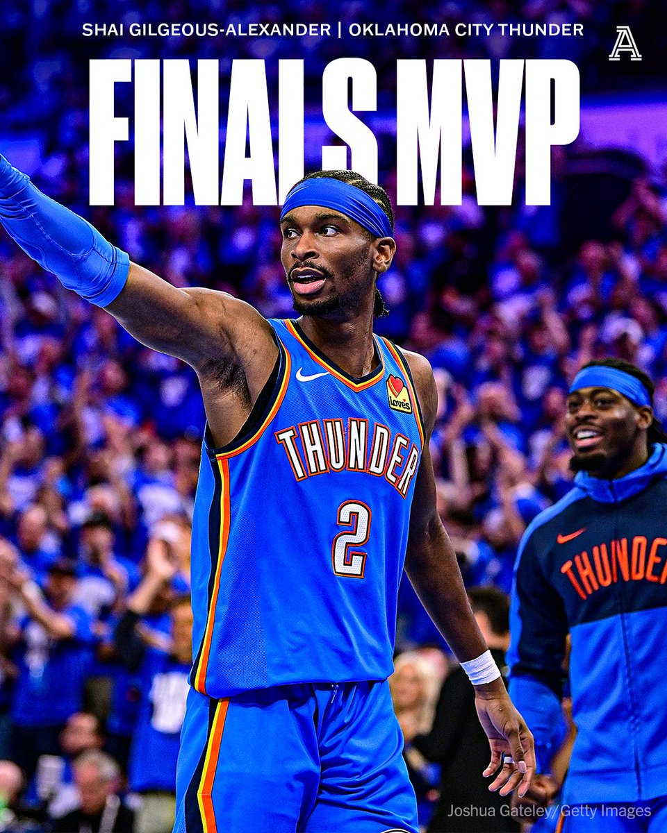 The Athletic NBA (@theathleticnba) on Twitter photo Not a bad season for Shai Gilgeous-Alexander.
✅ MVP
✅ NBA Championship
✅ Finals MVP
<a href="/okcthunder/">OKC THUNDER</a> | #NBAFinals Not a bad season for Shai Gilgeous-Alexander.
✅ MVP
✅ NBA Championship
✅ Finals MVP
<a href="/okcthunder/">OKC THUNDER</a> | #NBAFinals