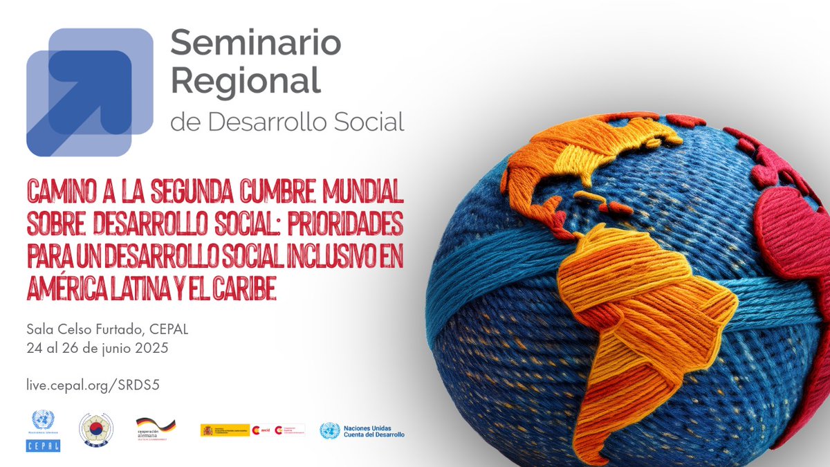 📢¡Consulta el programa y conoce a los expositores! 
Del 24 al 26 de junio, se celebrará en la #CEPAL el Quinto Seminario Regional de Desarrollo Social de América Latina y el Caribe, cuyo foco estará puesto en el proceso preparatorio regional hacia la Segunda Cumbre Mundial sobre