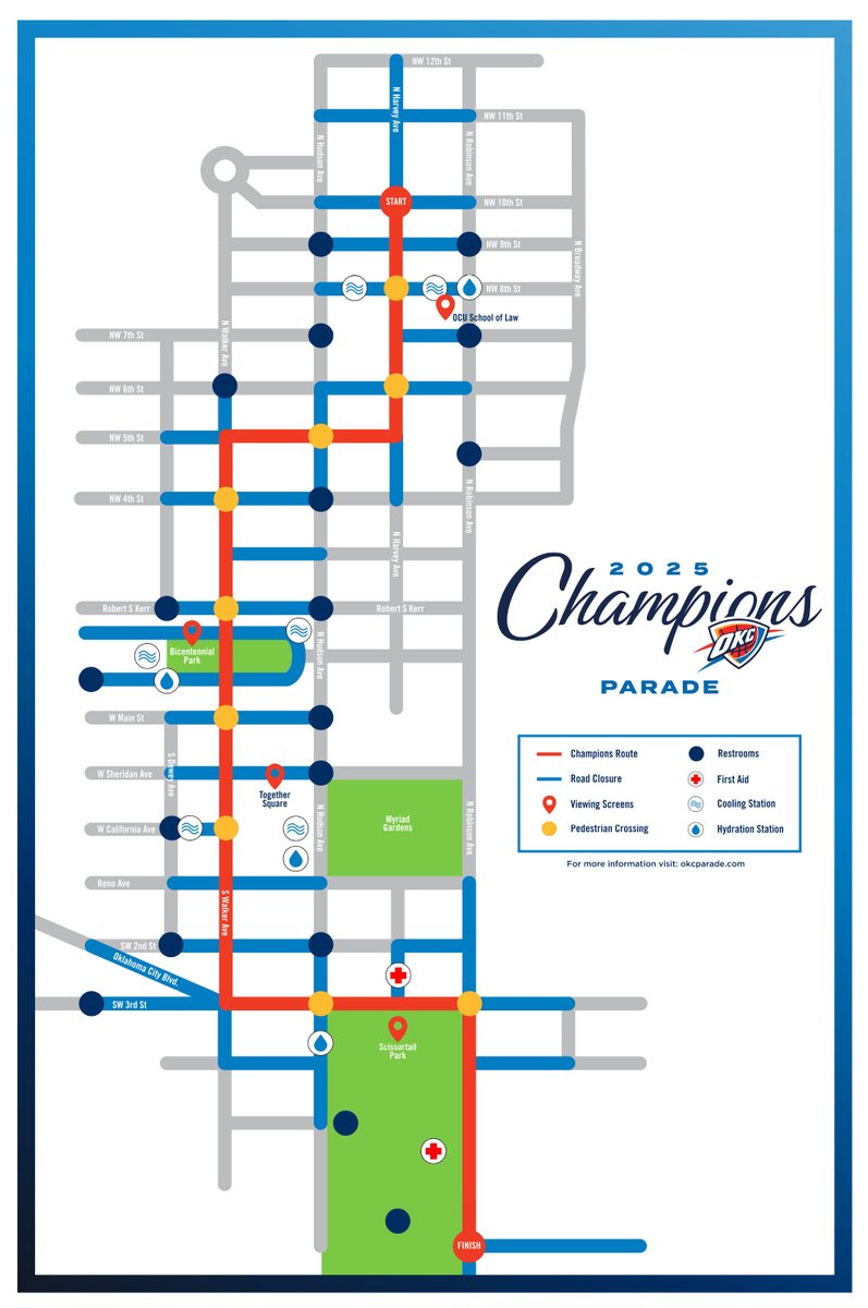 OKCTalk's tweet image. THUNDER CHAMPIONSHIP PARADE
TUESDAY 10:30 AM
Go to OKCParade.com for more info.