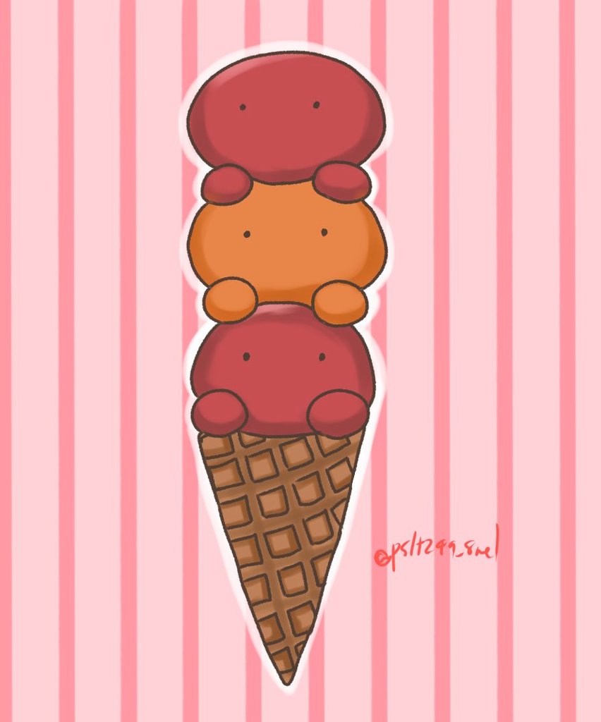 #MOTHER2 
デヘラーとデヘヘヘラーの3段アイス🍨

※加筆ver