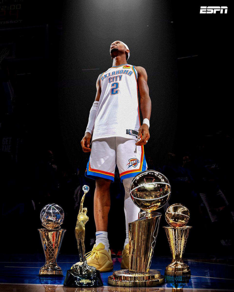 yoyo_NBA_NCAA's tweet photo. SGAはシーズンMVP、得点王、カンファレンスMVP、ファイナルMVPの受賞はNBA史上初の快挙 https://t.co/DwosxQbXl9