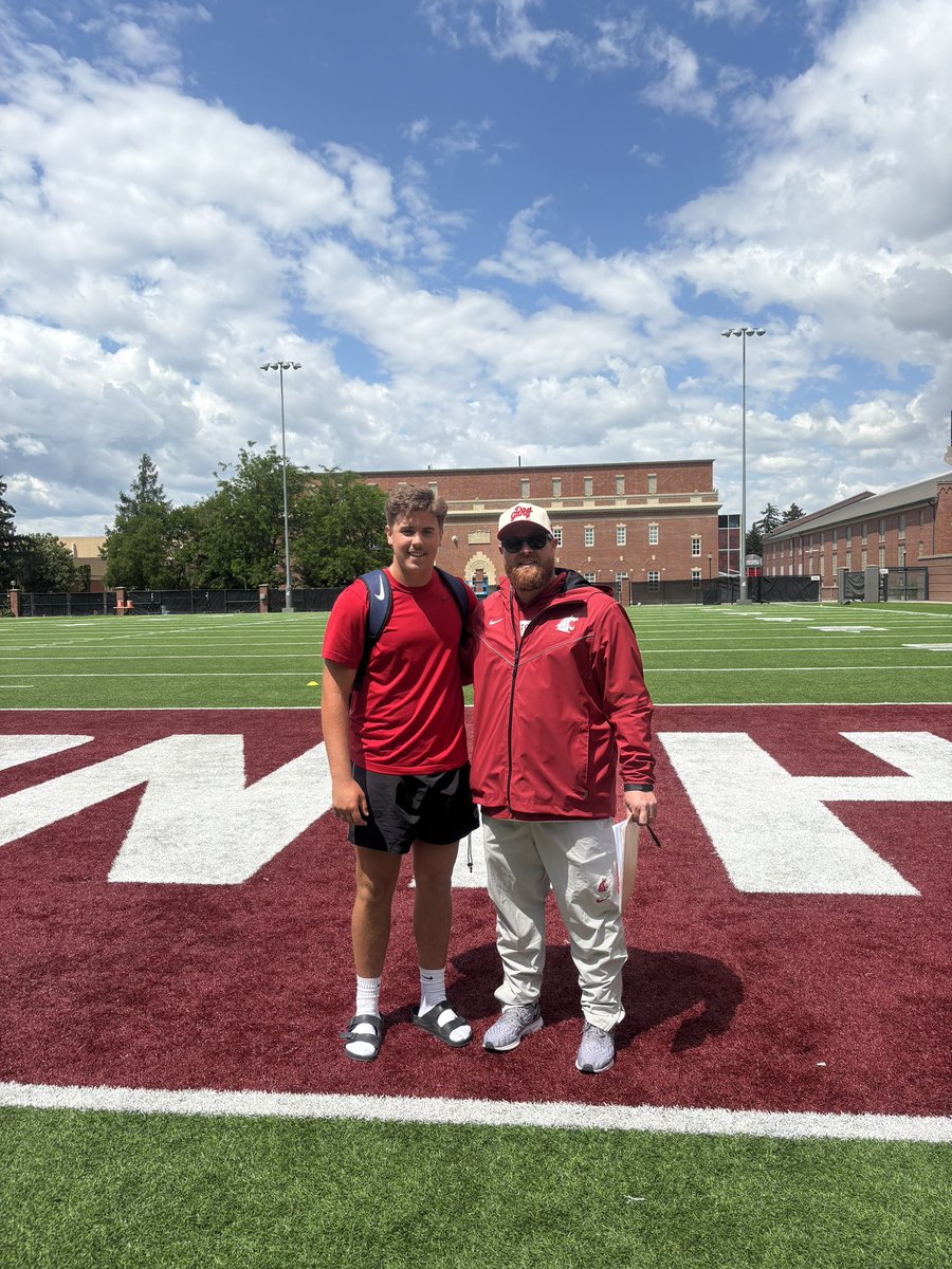 MorganDodson710's tweet image. As a kid who’s grown up watching @WSUCougarFB it’s always awesome to be back in Pullman. Hit some great balls at the specialist camp with a 53 yd field goal, a 53 yard punt, and the farthest kickoff of the day @patcashmore @Coach_Pavlik @chiawanafb