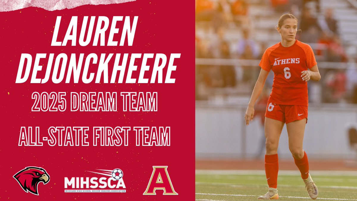 Congratulations Lauren DeJonckheere 
2025 <a href="/MiSoccerCoaches/">MIHSSCA</a> Dream Team 
All-State First Team
#GoHawks