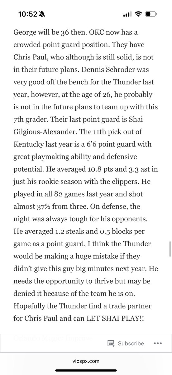 Here is a blog post I wrote on October 9th 2019 when I used to write about basketball for fun in high school. I’d say it aged alright

vicspx.com/2019/10/09/the…