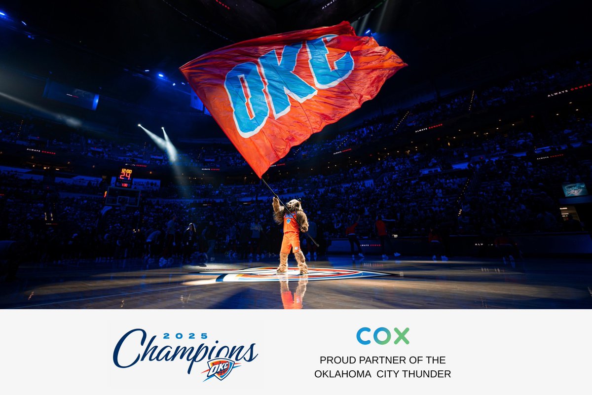 Congratulations to the Oklahoma City Thunder, 2025 NBA Champions!

Cox is proud to stand alongside the Thunder as a proud partner. What a season, what a team, what a win! Here's to a legendary run and a city that never stopped believing.

#ThunderUp #NBAChampions #NBAFinals #OKC