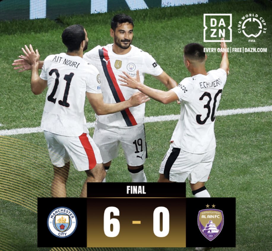 🏆 #MundialDeClubes #USA2025 🇺🇸: #ManchesterCity 🏴󠁧󠁢󠁥󠁮󠁧󠁿 goleó 6-0 al #AlAin 🇦🇪