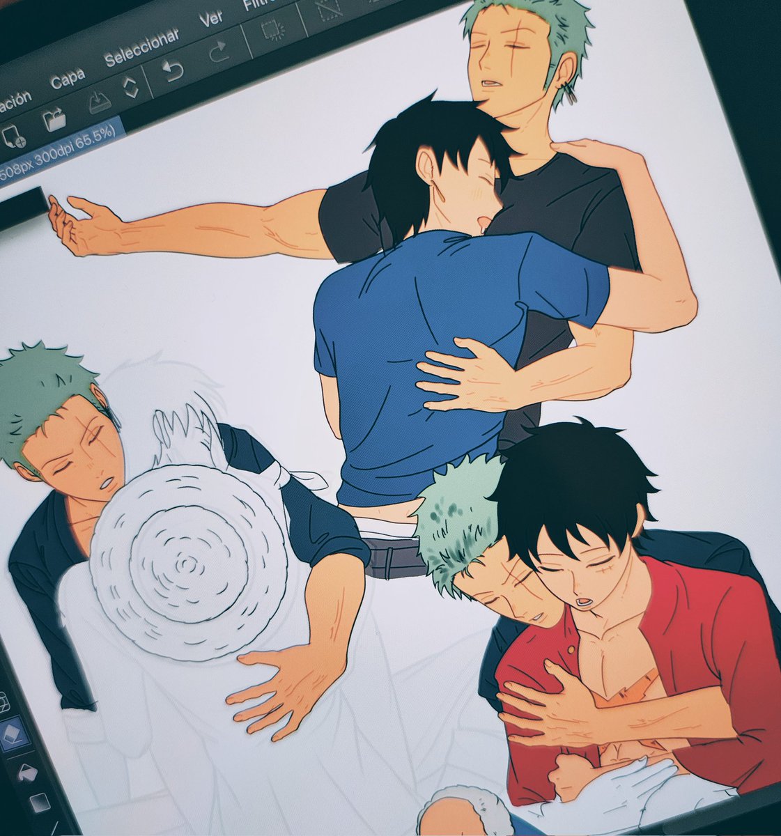 I'm redrawing this. I really want to use an ink brush, but I always come back to the same soft one 'cause I don't have enough control doing line
Anyway, I'll keep trying, ZoLu gives me life 🩷