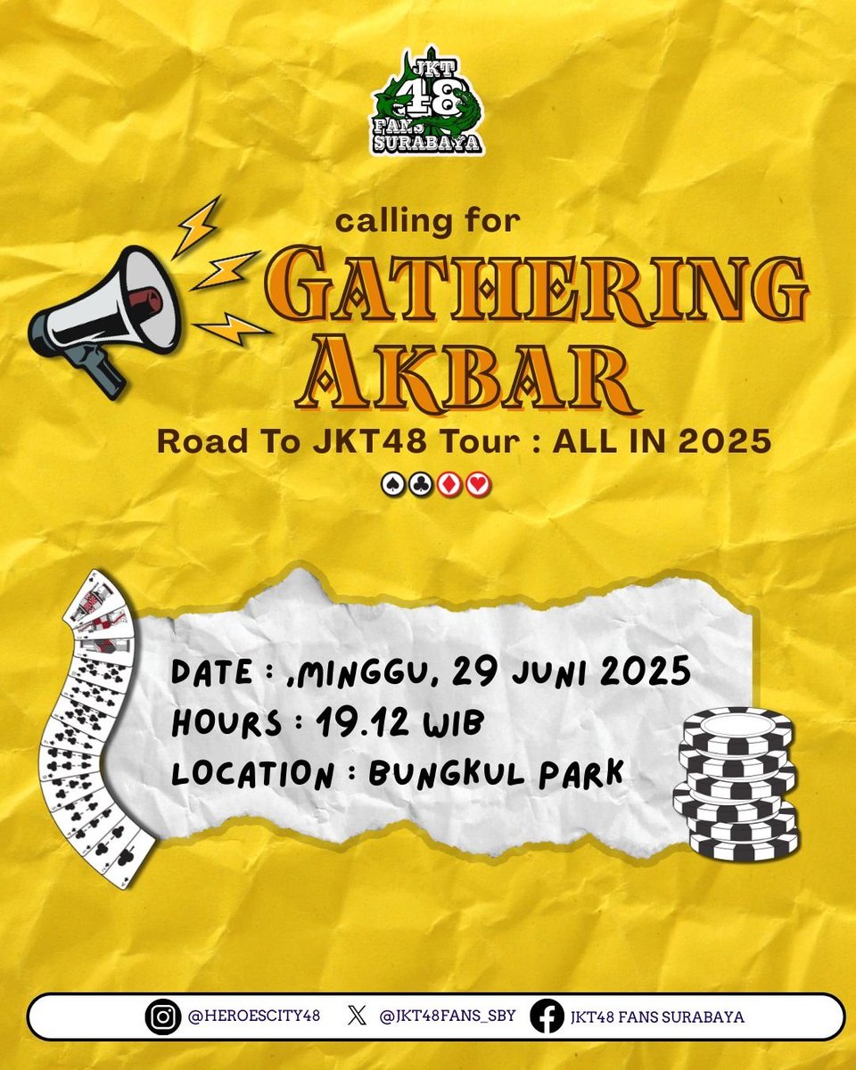 Pengumuman telah tersebar, kota kota terpilih akan menyambut sang ratu idola dengan penuh kebahagiaan dan penuh semangat. 
maka dari itu, kami mengajak kalian turut hadir untuk menyambut sang ratu idola

#JKT48FansSurabaya
#FansJKT48Surabaya
#JKT48Surabaya
#JKT48ALLINTOURSURABAYA