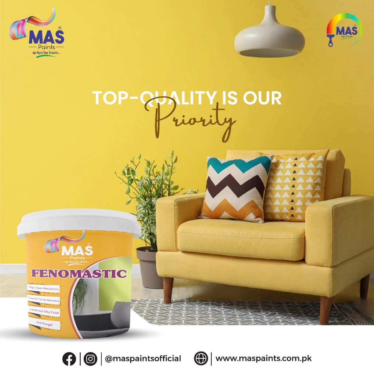 PaintsMas's tweet image. Built with stain-resistant technology, Mas Fenomastic paint delivers unmatched protection and long-lasting beauty—because we never compromise on quality.
🌟 Find Colors at: maspaintspvt.com
📞 Call Us at (041) 5482626!

#Fenomastic #StainResistant #SilkEmulsion #PlasticEm