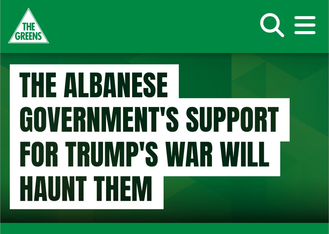 🚨Press Release

The Albanese Government's support for the illegal bombing of Iran by United States President Donald Trump is unprincipled, contrary to international law and another blow to international peace. 

The Greens condemn Labor’s support for the US attack.
