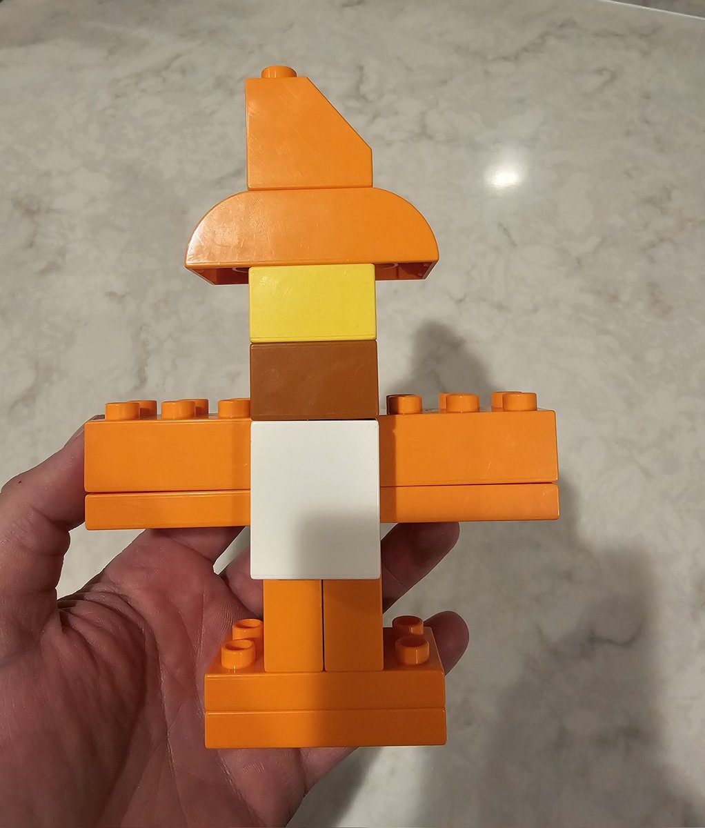 nerdimmersion's tweet image. My youngest made Theodore the Orange out of Duplo bricks! #nerdimmersion #dnd #lego #duplo
