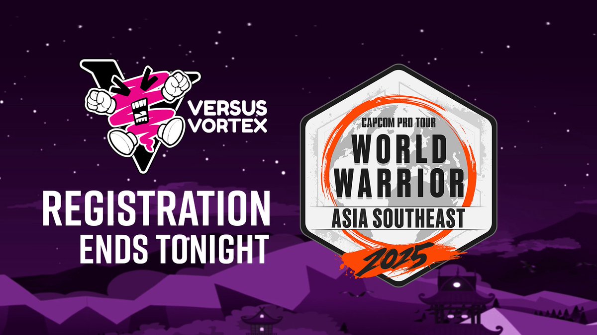 🚨Registration for #CPTWW2025 Asia Southeast #1 ends TONIGHT at 2000H GMT+8  

Be a good person and tell that one friend of yours that always forgets to sign up for tournaments ok! 😉

Register here: start.gg/tournament/ver…