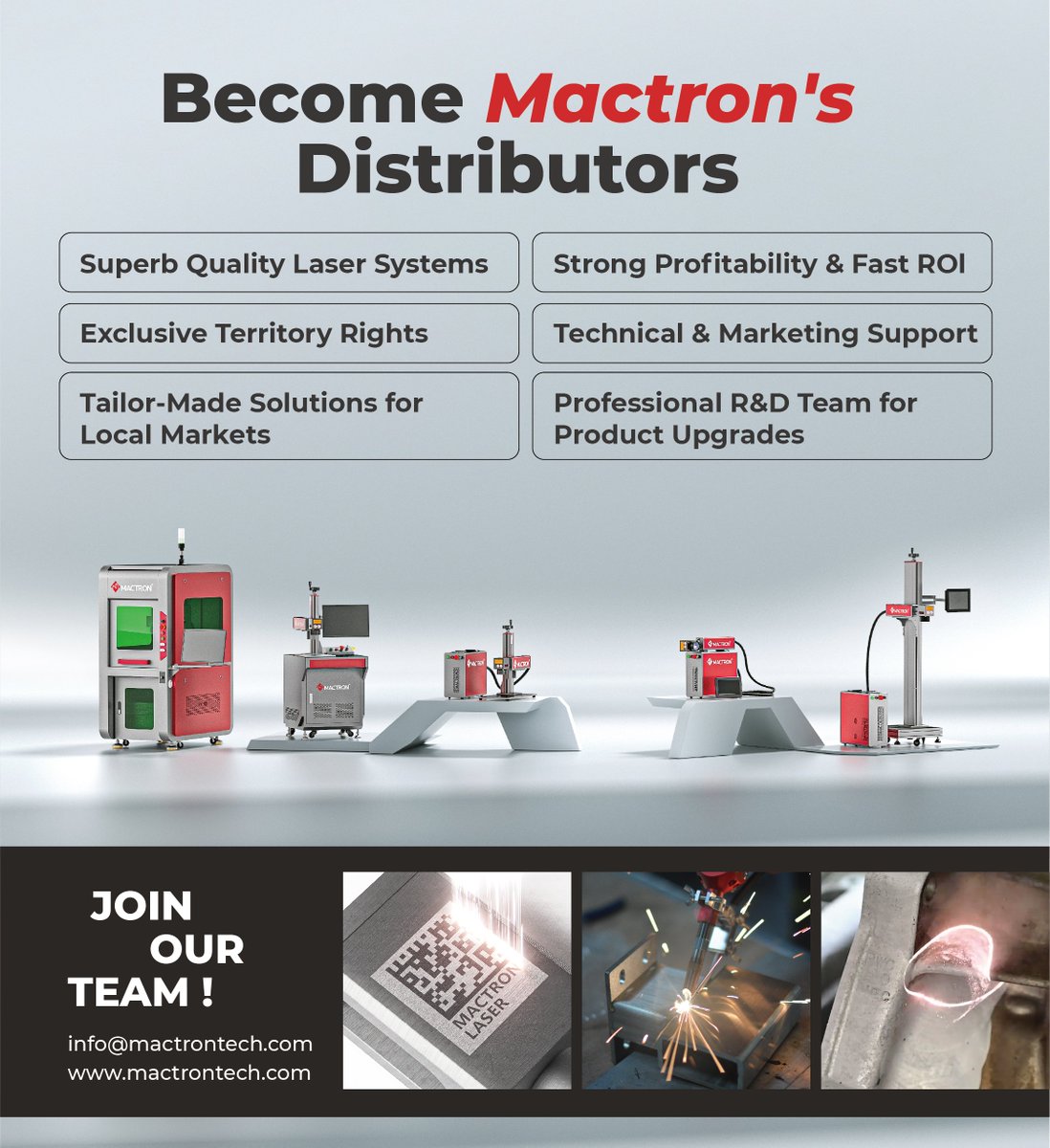 mactron_tech's tweet image. 💼 A Golden Opportunity in Laser Technology – Join MACTRON TECH Distribution Network and Expand Globally!
📩 Contact Us: info@mactrontech.com
🌐 Learn More About Distributor Details: mactrontech.net/become-our-dis…

#mactronlaser #distributor #agents #partner #lasertechnology
