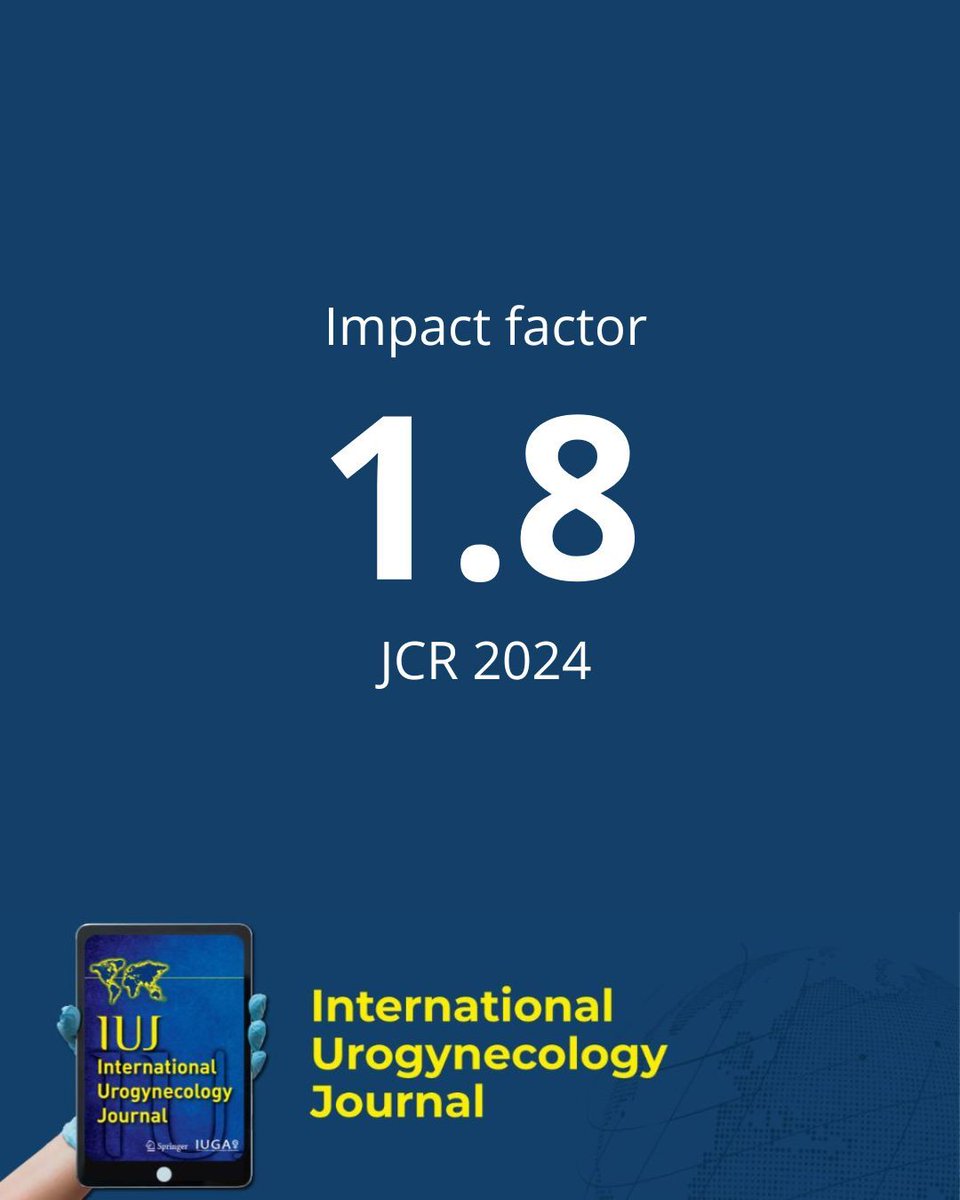 Citation metrics for 2024 have been released and we are pleased to announce that our impact factor has remained 1.8, which places @iuj_bluejournal in Q2 for obstetrics and gynecology.

<a href="/iugaoffice/">International Urogynecological Association (IUGA)</a> @clinmedjournals 

#iuj_bluejournal #urogynecology #pelvicfloor