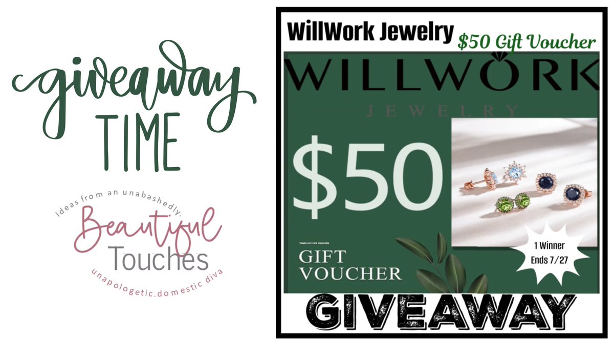 Three Divas (@btouches2) on Twitter photo WillWork Jewelry $50 eGift Voucher Giveaway Ends 7/21 | 1 Winner | US | 18+ | Hosted by <a href="/WillworkJewelry/">Willwork Jewelry</a> <a href="/DeliciouslySavv/">Deliciously Savvy</a> #WillWorkJewelry #Giveaway ENTER HERE: beautifultouches.com/to-willwork-je… WillWork Jewelry $50 eGift Voucher Giveaway Ends 7/21 | 1 Winner | US | 18+ | Hosted by <a href="/WillworkJewelry/">Willwork Jewelry</a> <a href="/DeliciouslySavv/">Deliciously Savvy</a> #WillWorkJewelry #Giveaway ENTER HERE: beautifultouches.com/to-willwork-je…