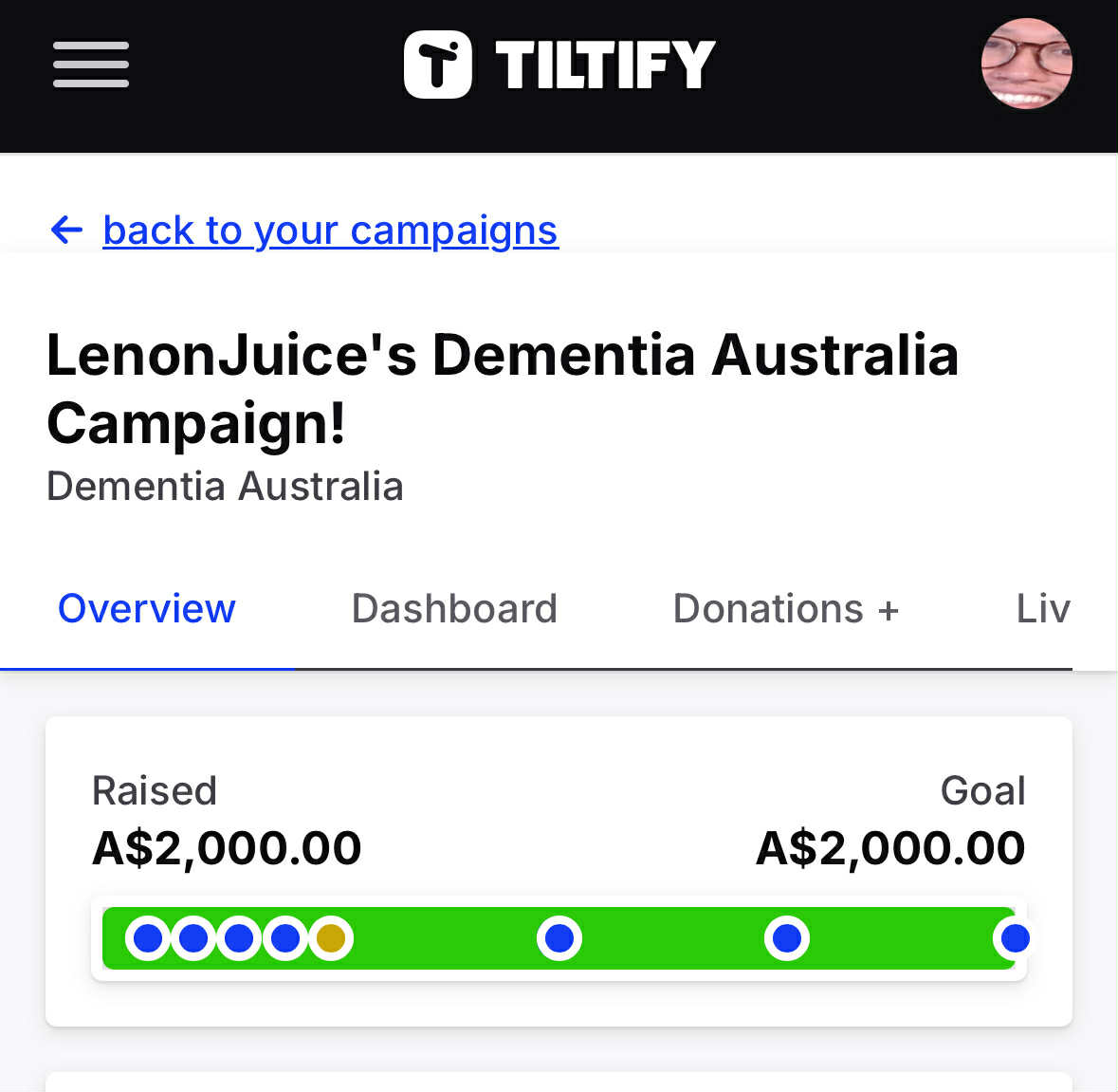 WE DID IT! WE HIT OUR STRETCH GOAL OF $2000 FOR <a href="/DementiaAus/">Dementia Australia</a> !!

HUGE HUGE THANKS TO EVERYONE THAT TUNED IN AND/OR DONATED THIS WEEK

i'm so so grateful for such an amazing community that banded together and worked hard to QUADRUPLE the original goal. love yall 🥲
