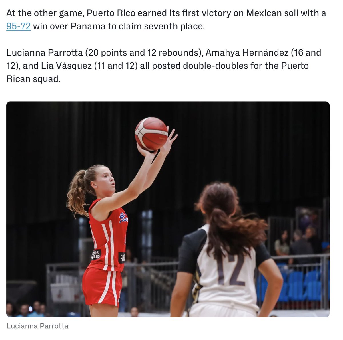 <a href="/Luci_Parrotta/">Lucianna Parrotta</a>  put up her second double double of the 2025 FIBA U16 Women’s AmeriCup leading Puerto Rico to its first victory of the tournament. We're SUPER excited to see her finish her summer with <a href="/LadyRivals/">Lady Rivals</a> before her junior season loads back up on the hill with us!
