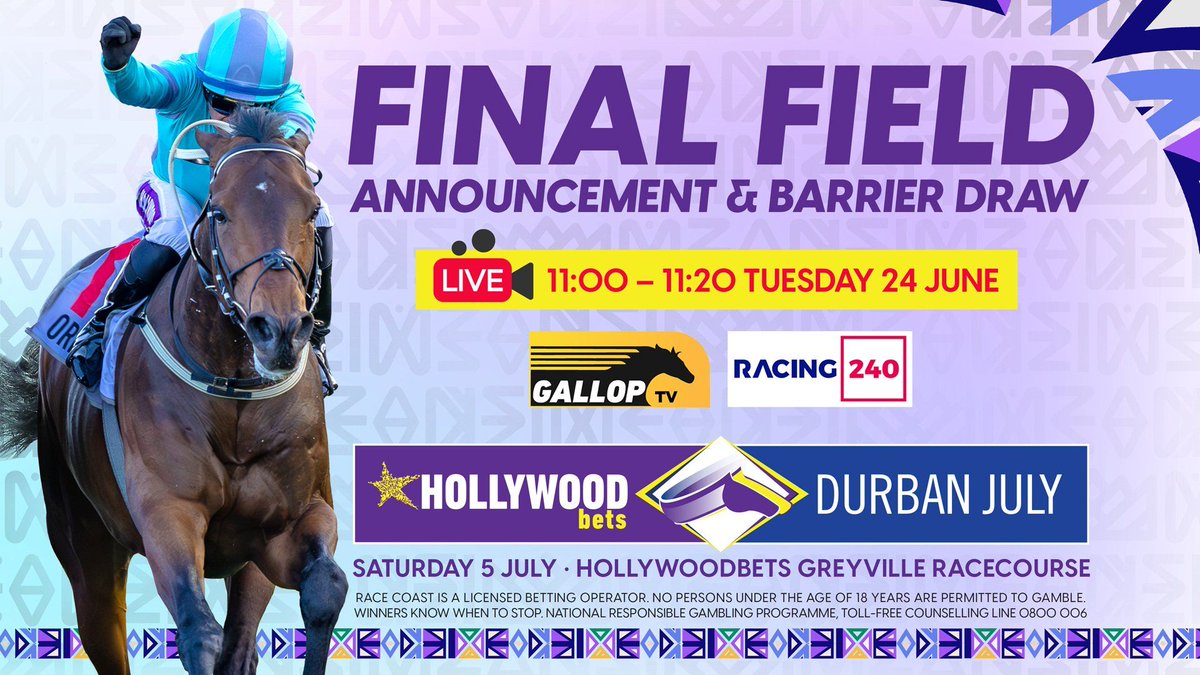 Hollywoodbets Durban July - Class Of '25 Unveiled On Tuesday At 11h00!

sportingpost.co.za/hollywoodbets-…