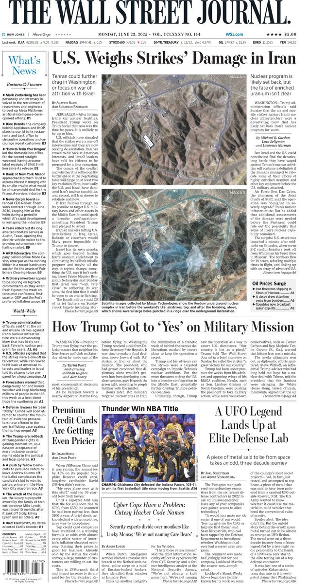 WSJ's tweet photo. Here is an early look at the front page of The Wall Street Journal https://t.co/4WBKGToe73 https://t.co/Tr0a8WIHSY